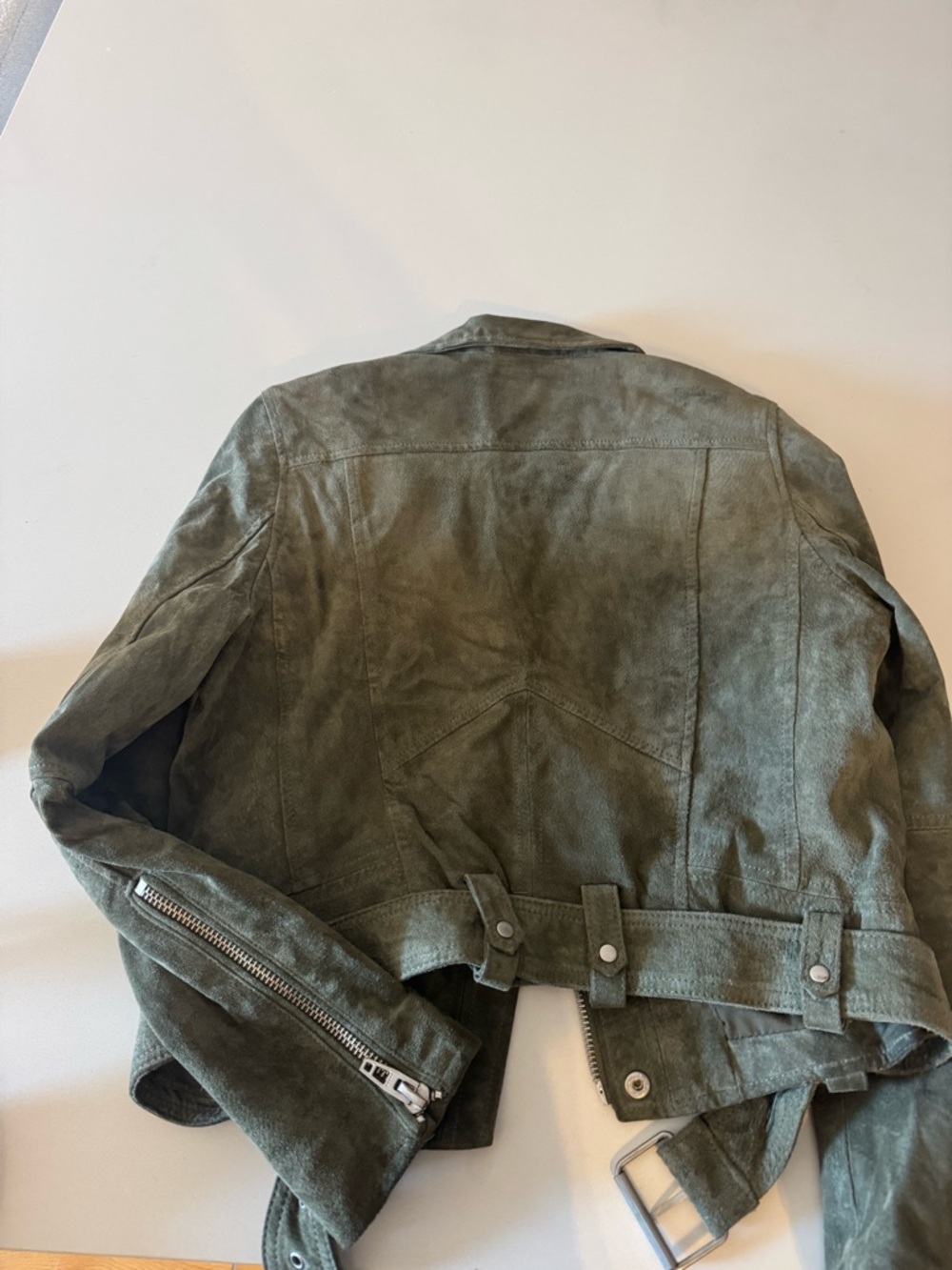 Blank NYC Olive Green Suede Bomber Jacket - Picture 5 of 7